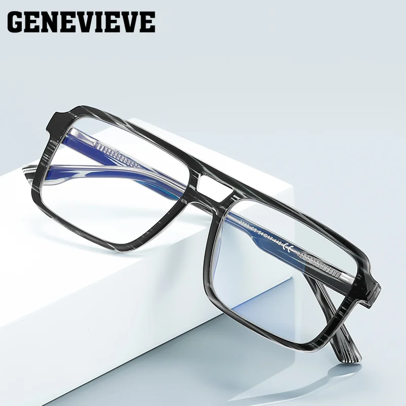 

GENEVIEVE New Model Geometry Fashion Square Shape Man Anti-blue Light Photochromic Glasses Customizable Prescription PFD2289