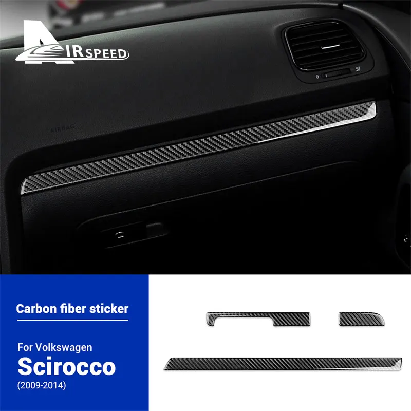 Real Soft Carbon Fiber for Volkswagen Scirocco 2009 2010 2011 2012 2013 2014 LHD RHD Car Center Co-pilot Glove Box Sticker