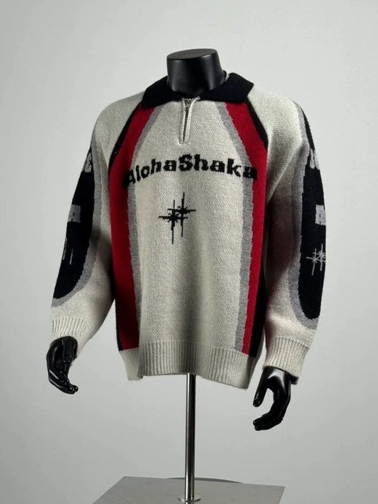 

Модный свободный вязаный свитер с воротником из двух частей для мужчин, повседневная одежда в стиле ретро для поездок на работу, полиэстер, хлопок...