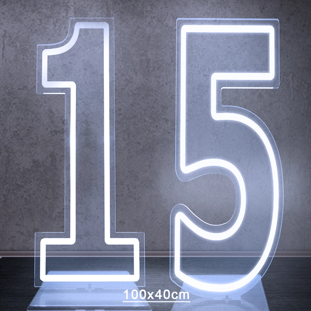 100 cm Groot Formaat Dual Digit Neon Sign Acryl Digitale Licht voor Sweet 10 16 18 21 Verjaardagsfeestje decoratie