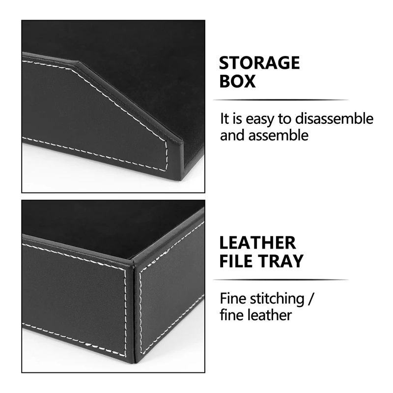 PU Leather Collection Letter Tray,Document Desk Stackable Office File