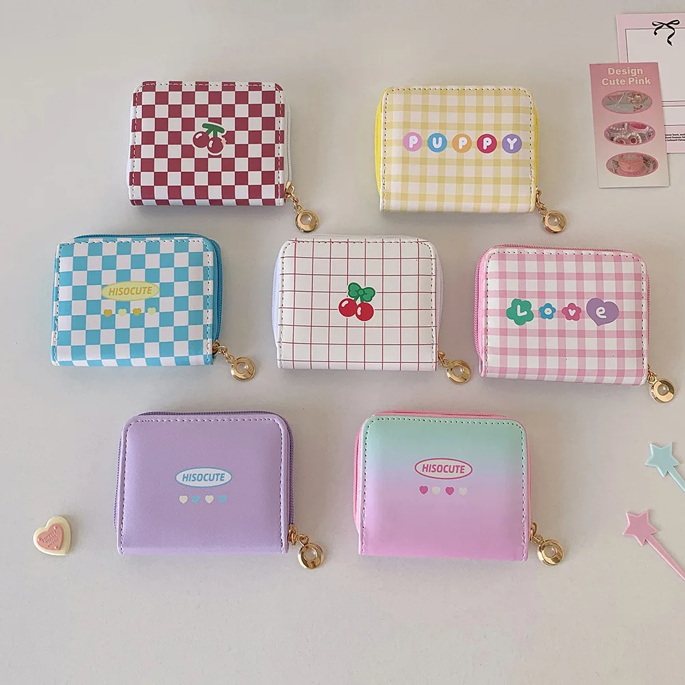 

Cartoon Bear Rabbit Short Wallet Women Multi-slot Card Holder PU Leather Zipper Coin Purses Student Girl Cute Money Pouch Clutch