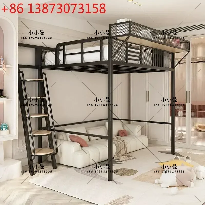 Wrought iron elevated space-saving household second floor suspended bed loft bed