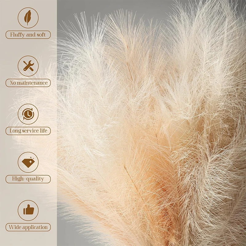 90/120CM 1Pcs Fluffy Pampas Grass Bouquet for Wedding Home Party Vase Decoration Boho Fake Plant Reed Flowers Arrangement view 2
