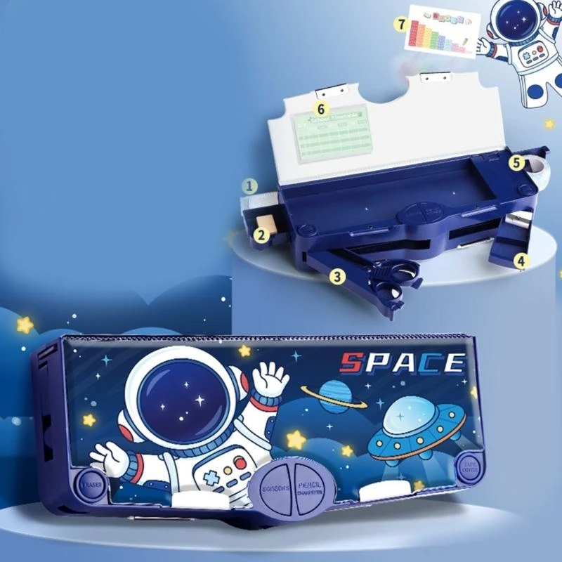 Caixa lápis multiuso com tesoura segurança apagador fita fita adesiva