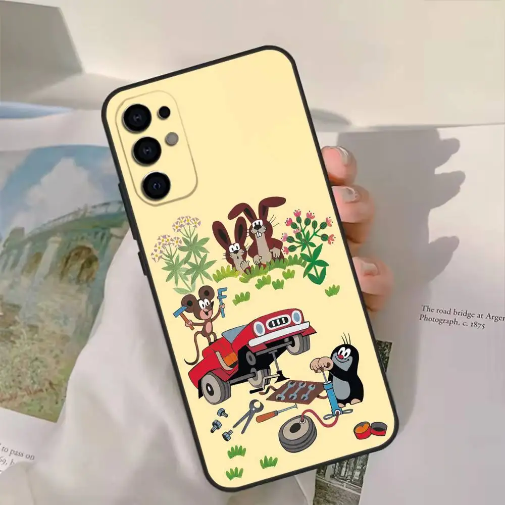 Funda de teléfono con estampado de Little Mole de dibujos animados clásicos para Samsung S25,24,21,22,23,30,Ultra,20,Plus,Fe,Lite,Note, funda negra suave