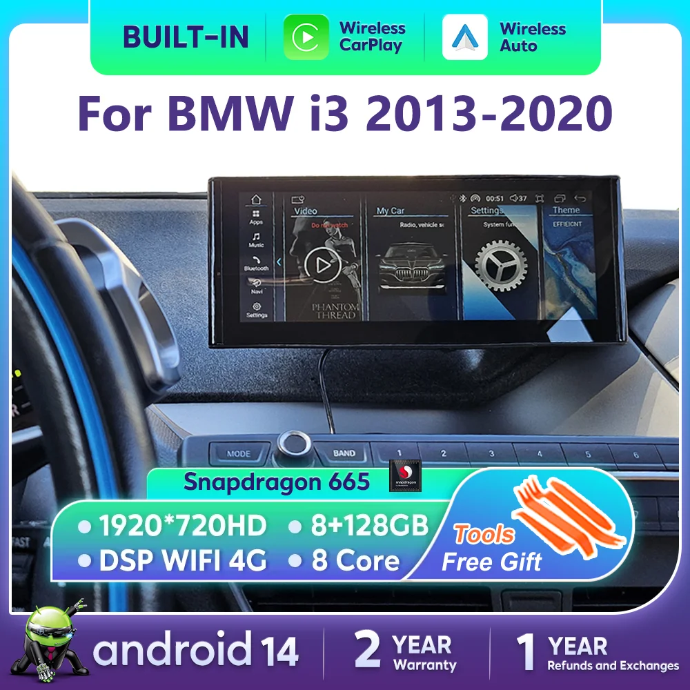 Android 14 Wireless Carplay Touch Screen For BMW i3 2013-2020 Car Multimedia Player GPS Auto Radio DSP Navigation Monitor