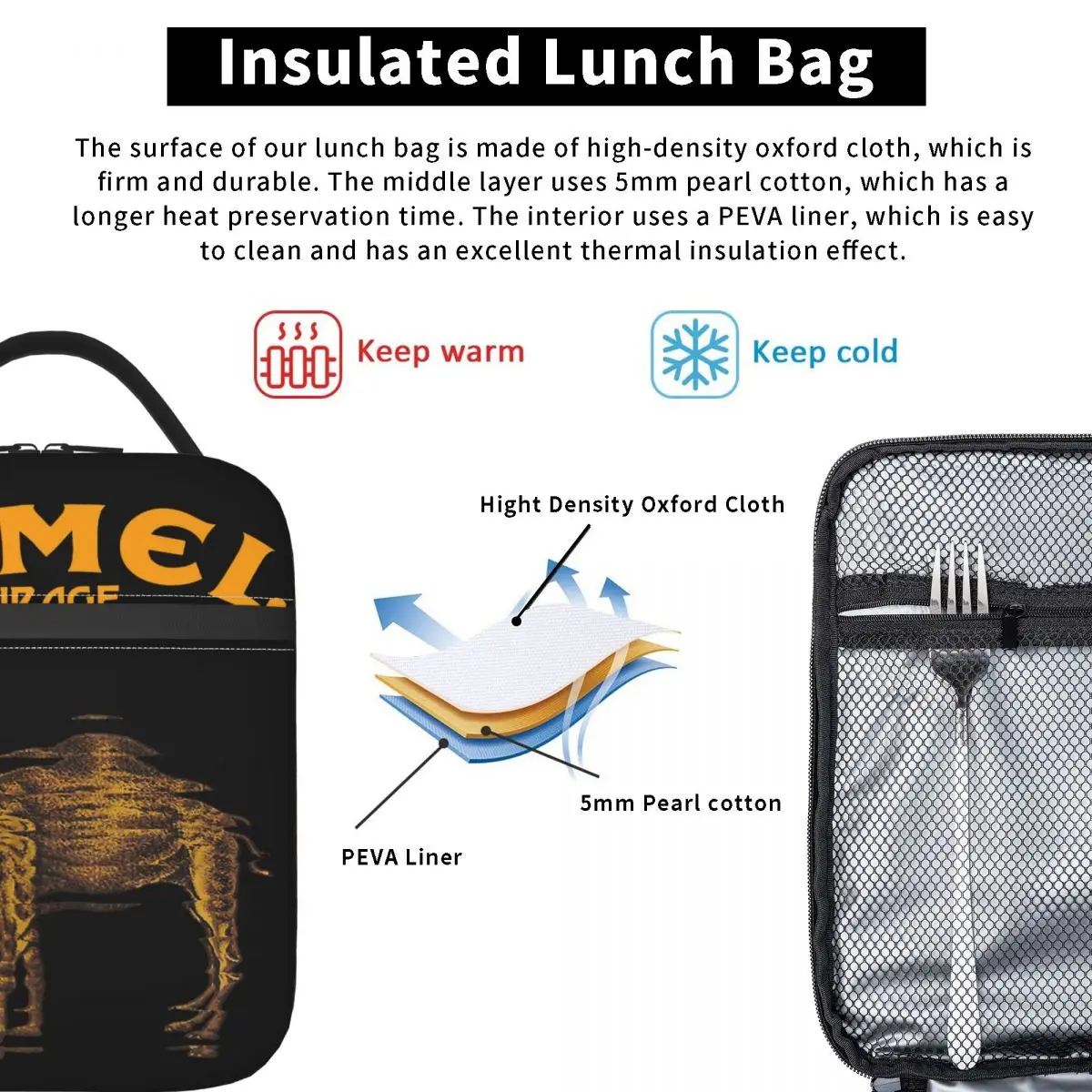 Camel Mirage-Bolsa de almuerzo aislada, bolso de mano para comida