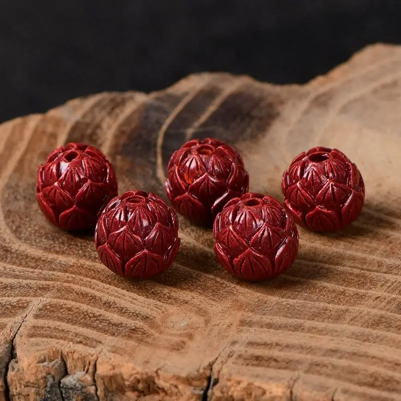 ￼ 5A cinabrio Natural Vermilion Budda Lotus cristal de cuarzo cuenta única joyería DIY