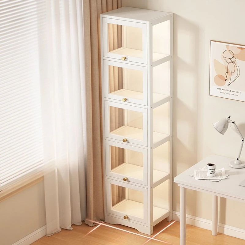 Display cabinet Floor-to-ceiling bookcase Dust-proof storage Living room bay window Small crack