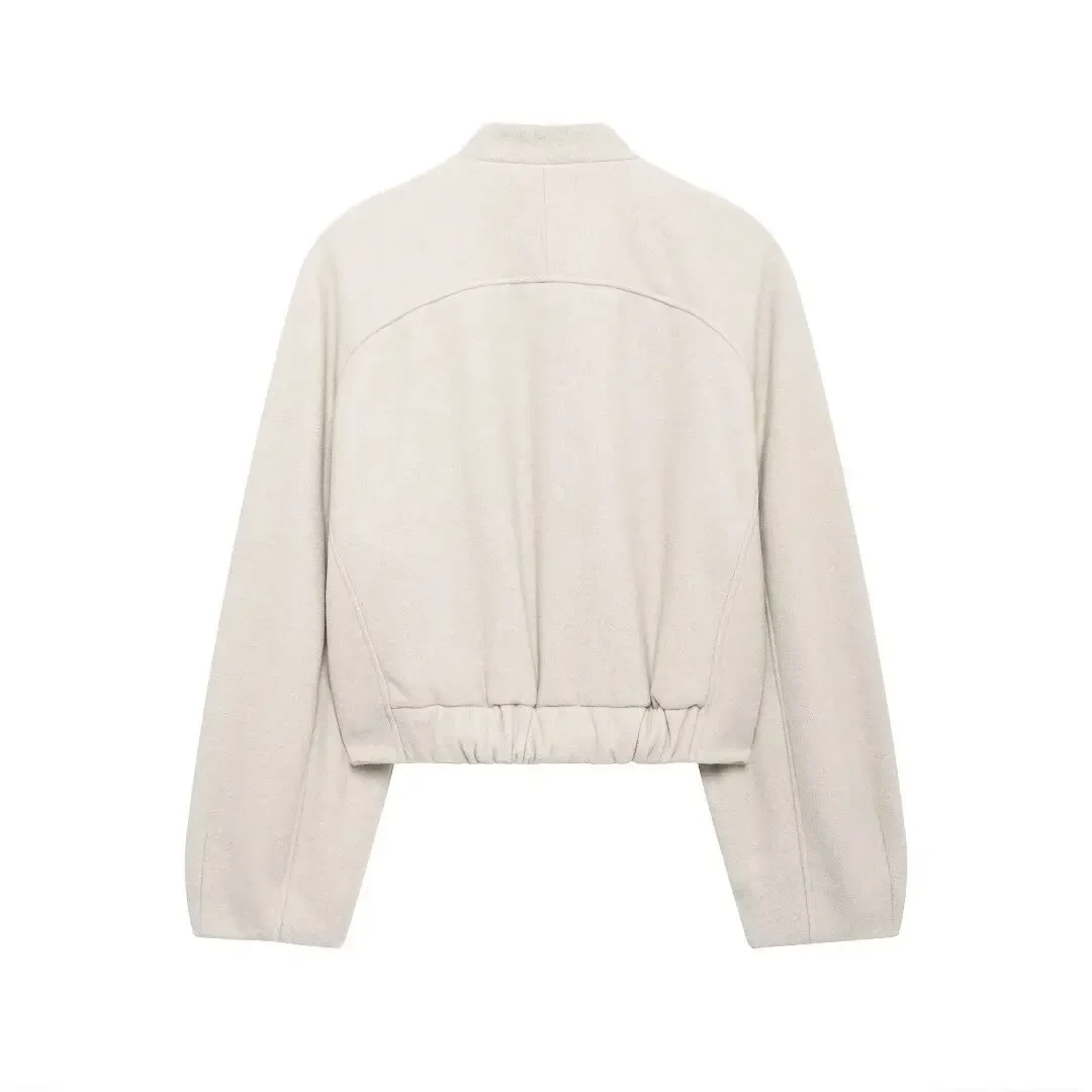 Módní krátký pilotní kabát se stojáčkem, dámský podzimní nový přírůstek, elegantní atmosféra, vlněný styl, ZR Dámské oblečení - náhled 5