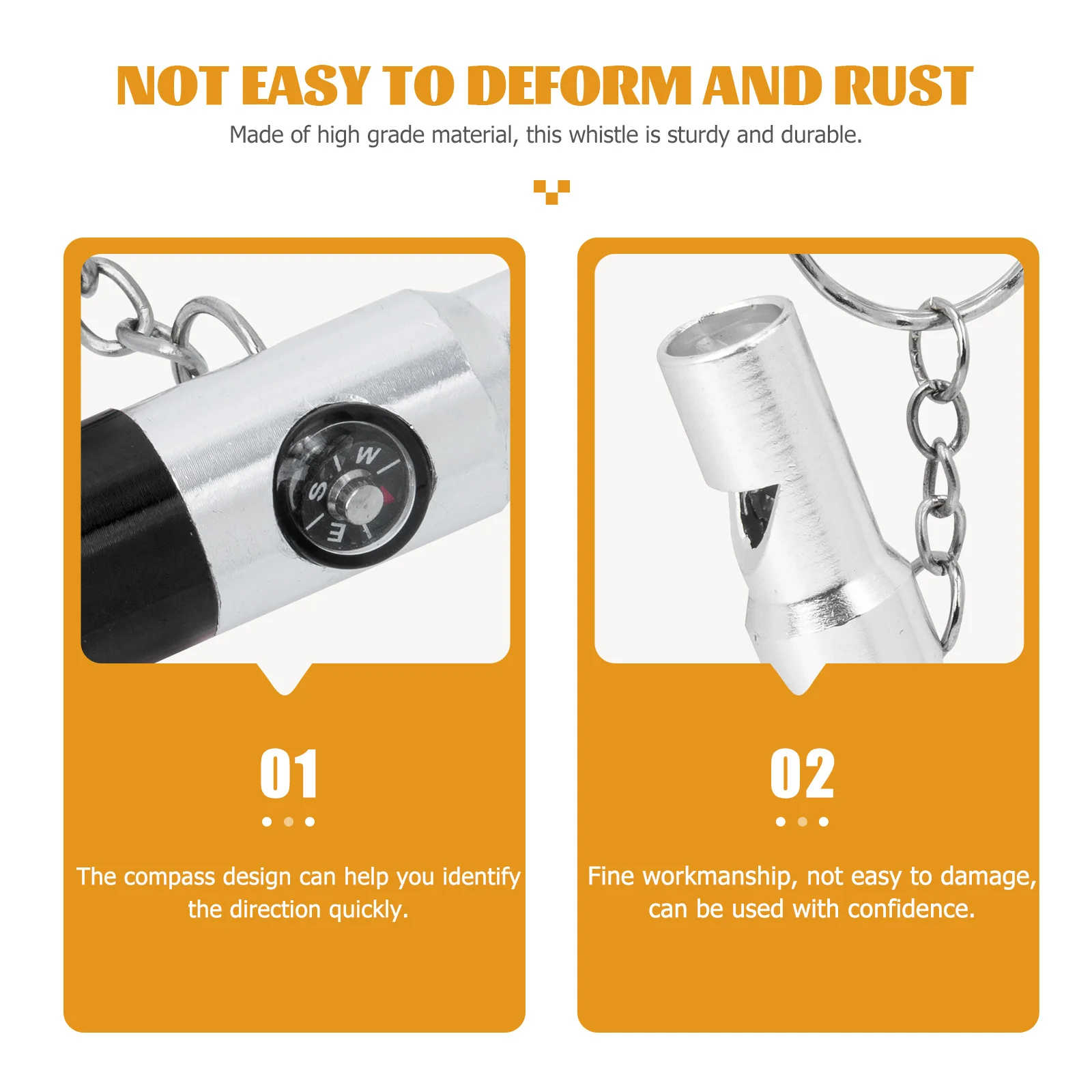 

2 Pcs Compass Whistle Outdoor Loud Emergency Diving Call for Help Whistles Camping Flashlight Aluminum Alloy with