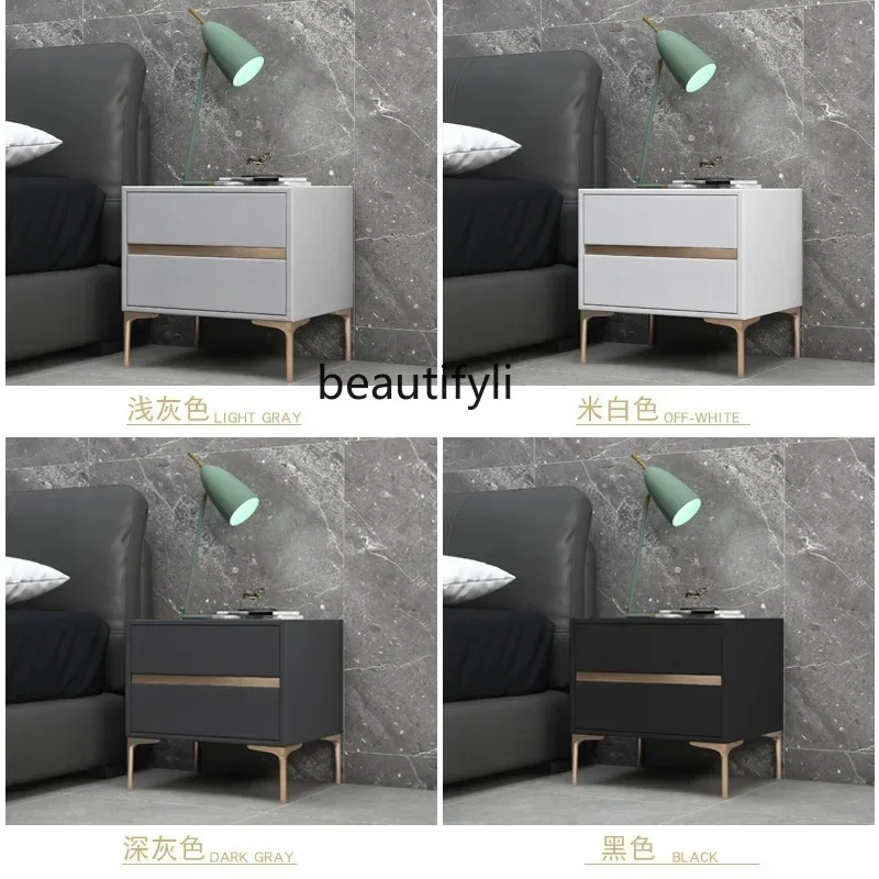 SS ss7486 طاولة بجانب السرير لغرفة النوم الإيطالية البسيطة، وطاولة بجانب السرير من الخشب الصلب الحديث البسيط، وخزانة ارتداد شخصية مع