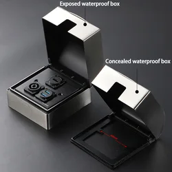 86 Panel Power Box D Type Module - 1/2/3/4 Hole Socket Brushed Matte Blank Plate - Fits XLR HDMI USB BNC 3.5/6.35 VGA RJ45