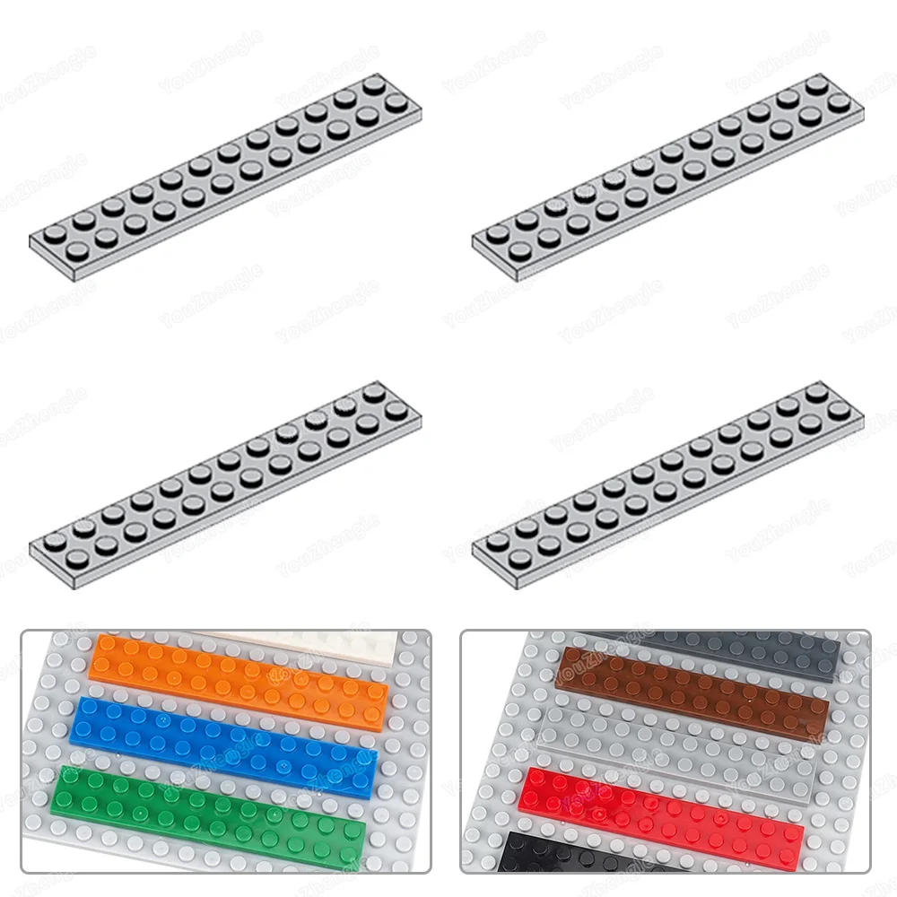 2445 Building Block Base Plate 2x12 Parts Assembly MOC Figures WW2 Street Scene Mecha Gear Scene Match Model Parts Gifts DIY Toy
