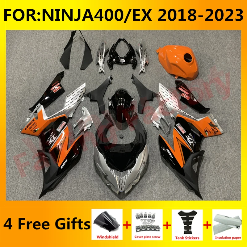 

Новый комплект обтекателей для мотоцикла ABS подходит для Ninja400 EX400 EX Ninja 400 2018 2019 2020 2021 2022 2023 полный комплект обтекателей черный оранжевый