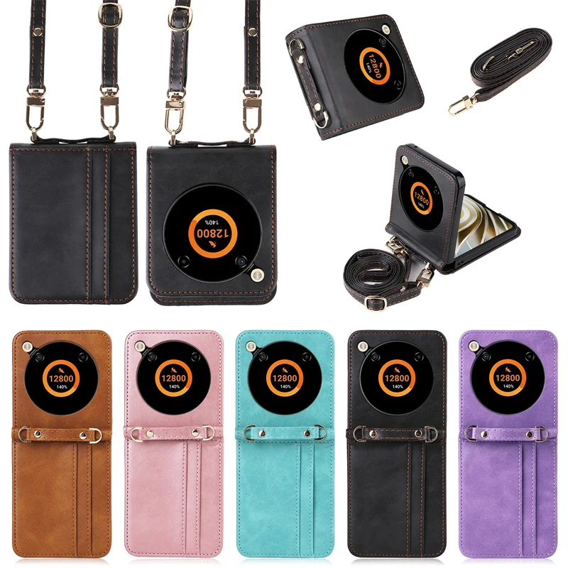 Lanyard Integrated Shockproof Card Slot Leather Case for ZTE Nubia Flip Anti-Scratch Protective Phone Cover For ZTE Libero Flip