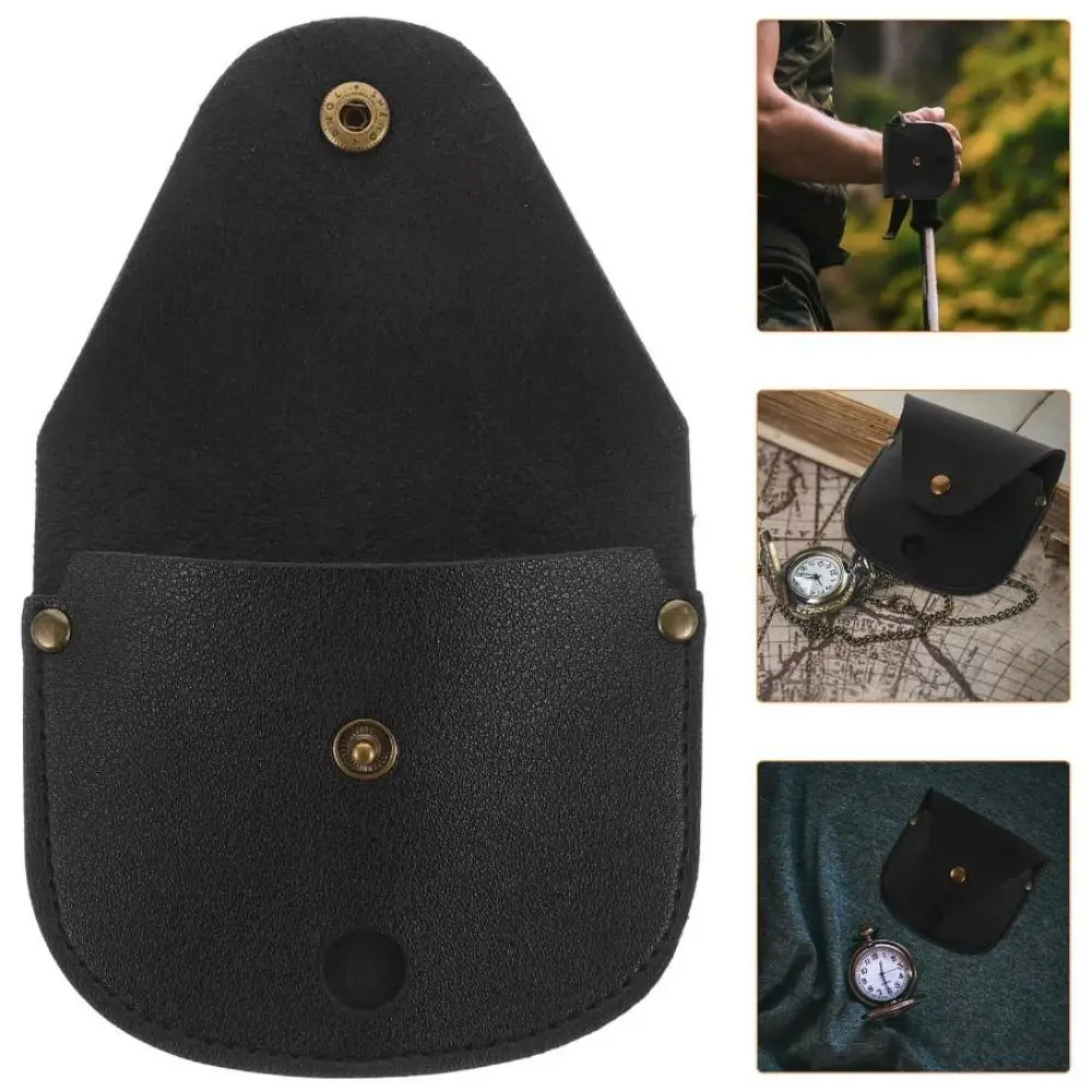 High Quality Retro Style Compass Leather Case Pu Leather Vintage Portable Watch Storage Bag Retro Bag Outdoor Adventure Camping