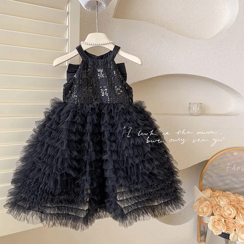 

Baby Luxury 2024 Spanish Party Birthday Dresses For Occasions Girls 2 5 8 10 Years Young Girls Black Off Shoulder Backless Dress