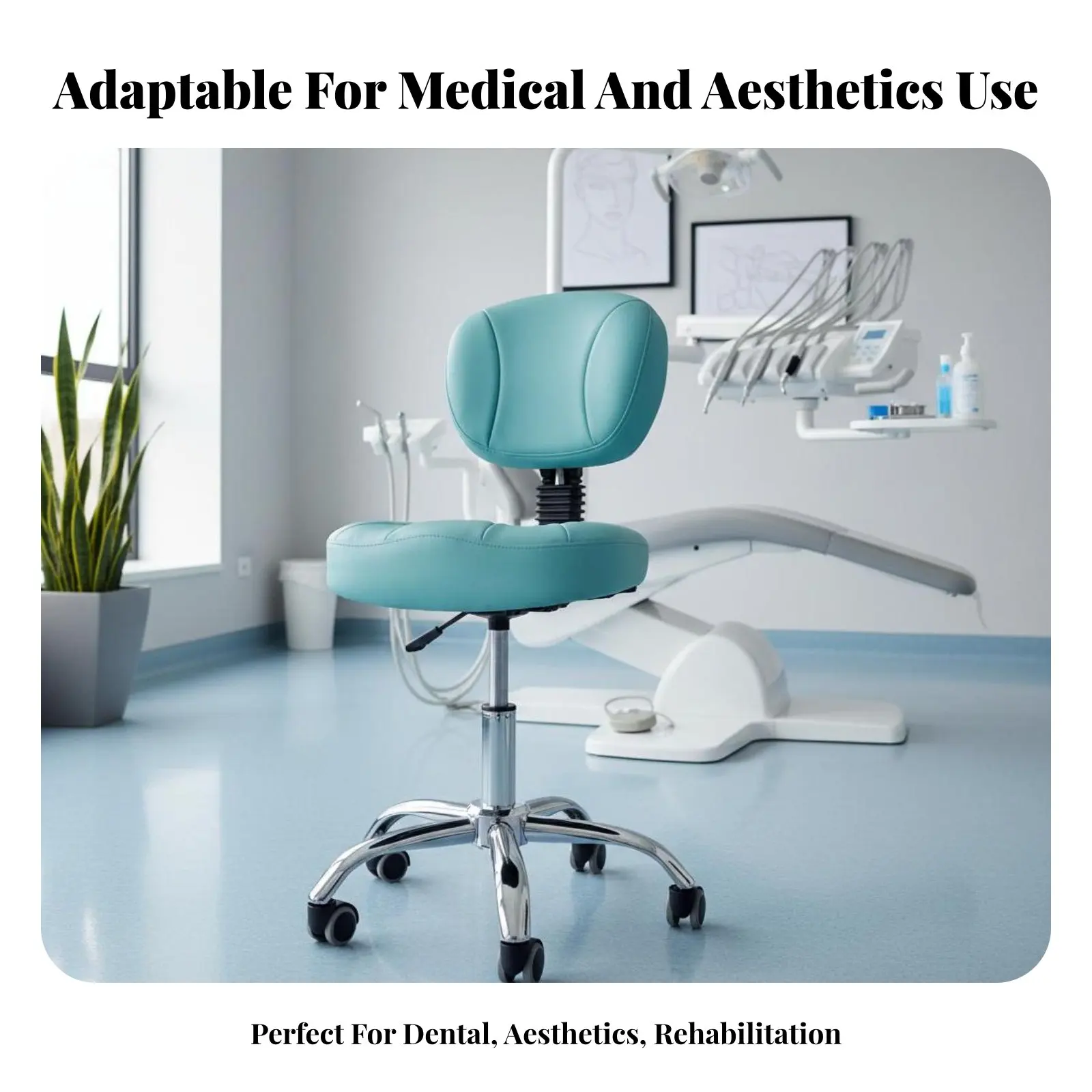 

Dental Assistant Chair with Torso Support 360-Degree rotate Professional Seating Ergonomic Design Stable Aluminum Base