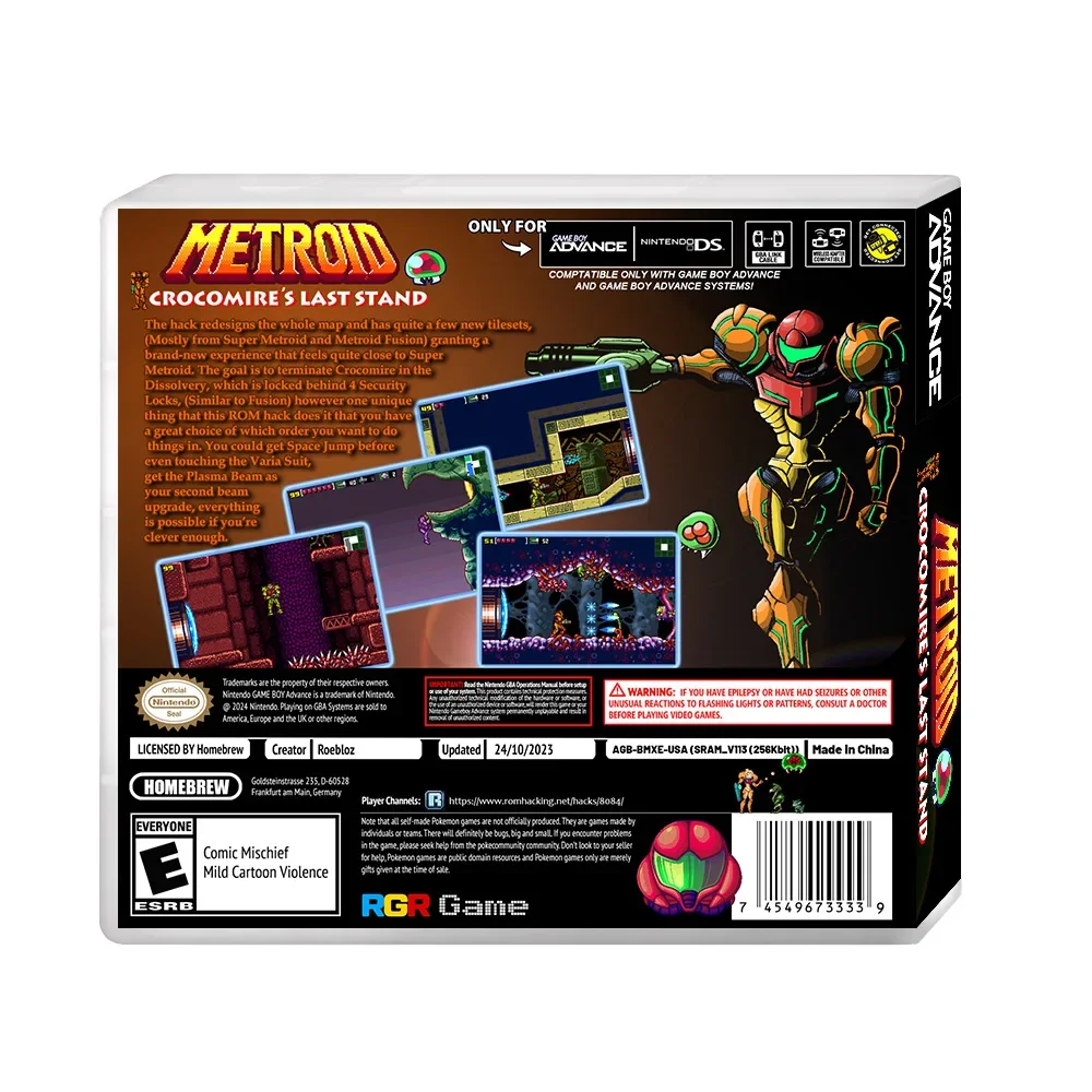 GBA Game Card Metroid Prime: Crokomir\'s Last Stand  Revised Game English Battery Notes