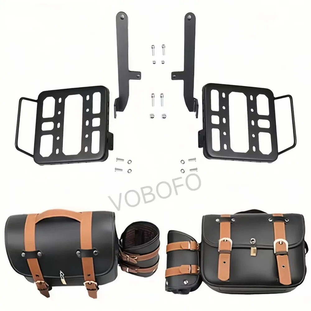 For LONCIN VOGE CU525 CU 525 LX500-3A motorcycle retro saddlebag side package side bag bracket carbon steel frame accessories