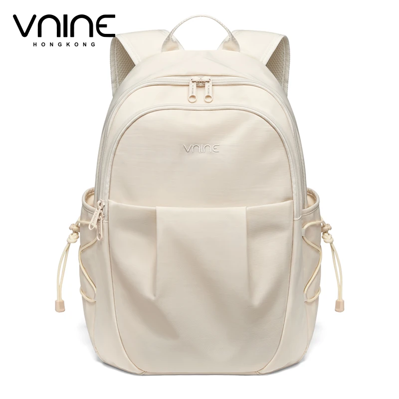 V.NINE Women Backpack Bags Elegant Nylon Backpacks Men 15 inch Laptop Compartment Waterproof Lightweight Unisex Back Pack Solid