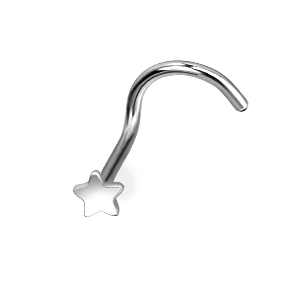 1Piece New 20G Stainless Steel Flower Star Tiny Small Nose Rings 0.8mm L Shape Nose Studs for Women Nose Piercing Body Jewelry