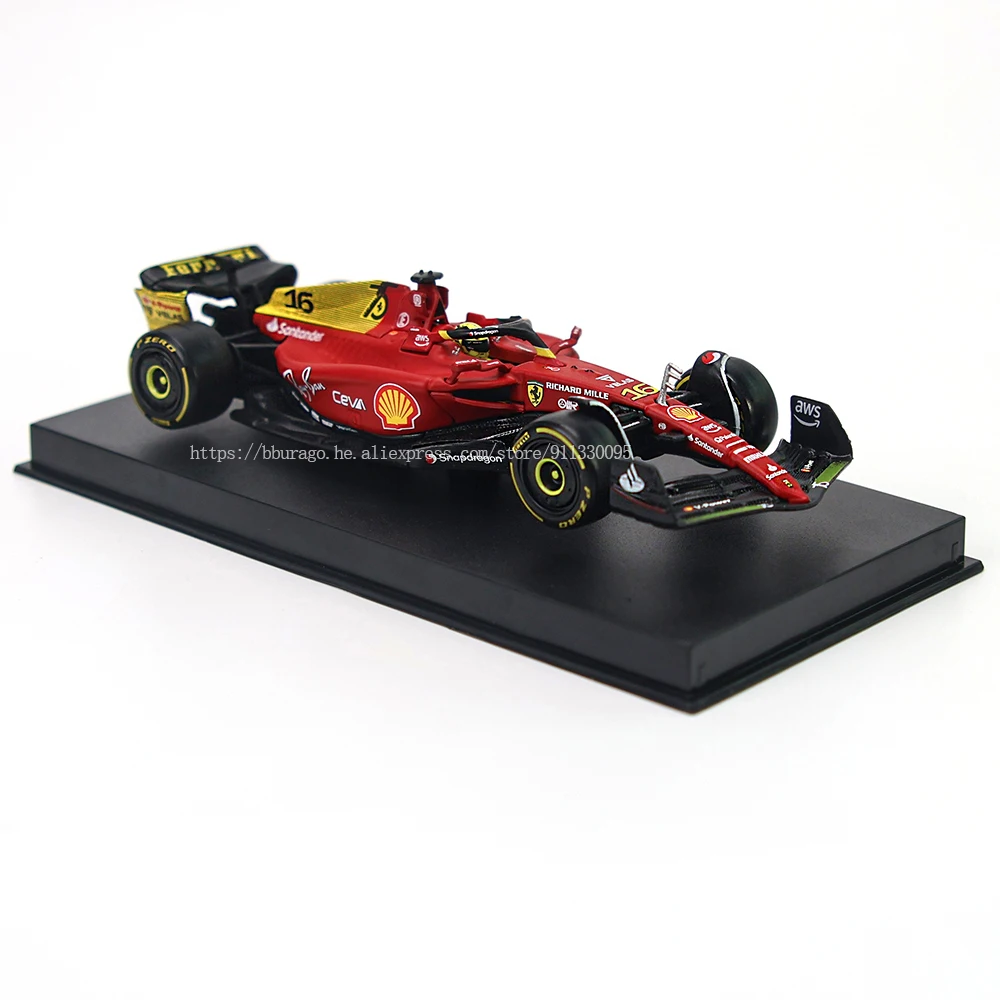 Bburago 1:43 F12023 2021 2022 Ferrari F1-75 75-lecie Giallo Modena 16 # Leclerc 55 # Sainz Model samochodu zabawka odlew samochodów aluminiowych