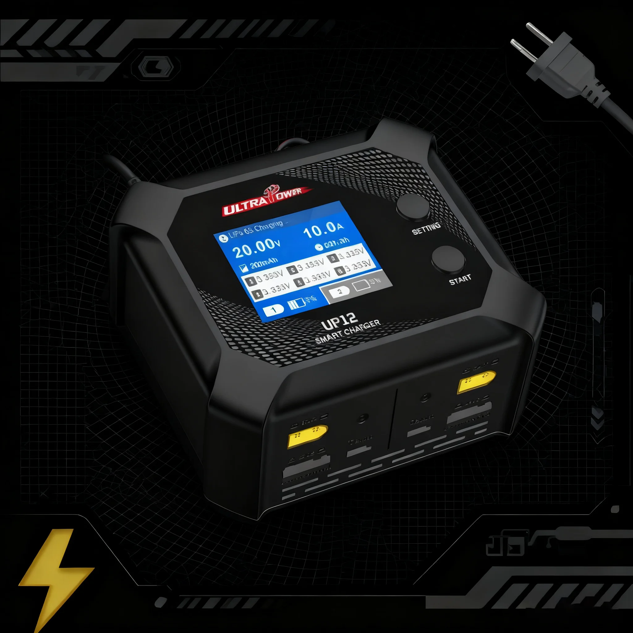 

UltraPower UP12 Smart Blance Charger Discharger AC 100-240V 10AX2 100W 200W For 2-6S LiPo/LiHV/LiIon/LiFe Battery RC Model
