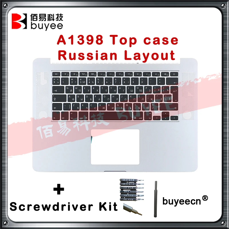 

RU Original 99New A1398 Topcase For Macbook Pro Retina 15.4'' A1398 Palmrest Top Case Russian Keyboard Backlight 2015Y W/ Tool