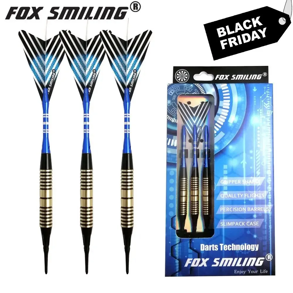 Fox Smiling Professional Electronic Soft Tip Brass Darts 18g Darts With Aluminum Alloy Shaft With 3PCS Flights, 3PCS Shafts,