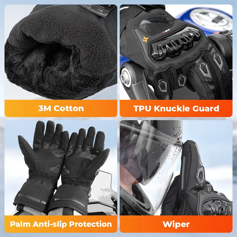 KEMIMOTO Motorrad-Heizhandschuhe Winter Moto-Heizhandschuhe Warme Wasserdichte Wiederaufladbare Heizhandschuhe für Schneemobile – Detail 33