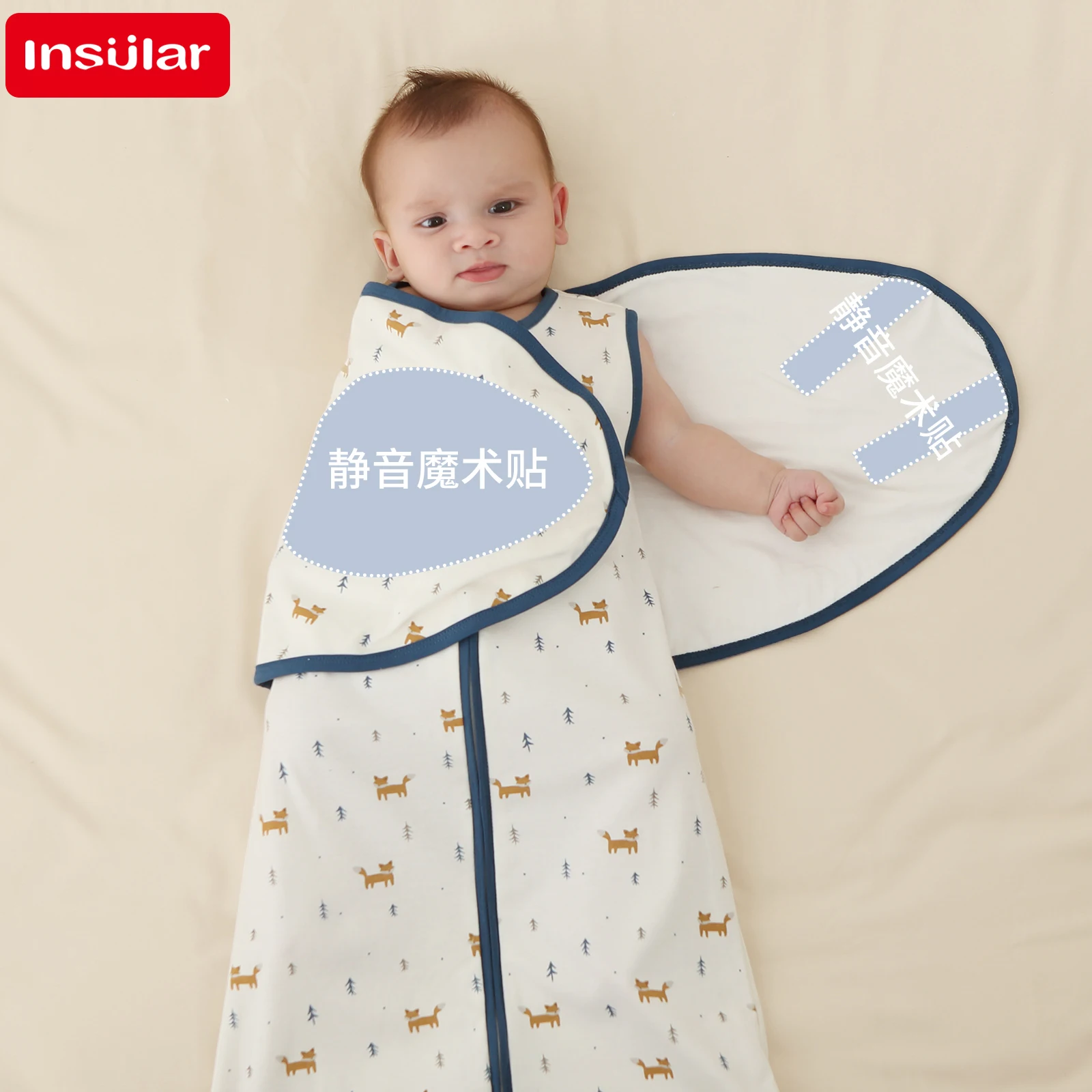 INSULAR Infant Swaddle Blankets Newborn Anti-startle Wrap Cloth Cartoon Kids Thin Cotton Sacks 100% Cotton Multi-functional