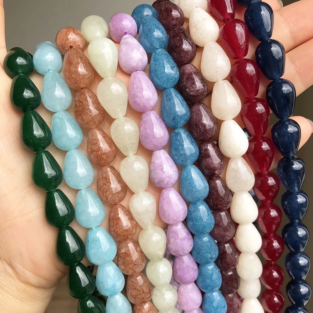Natural Jade Stone Beads Waterdrop Shape diy Charms Bracelet Earrings Necklace Loose Beading for Jewelry Making Accessories
