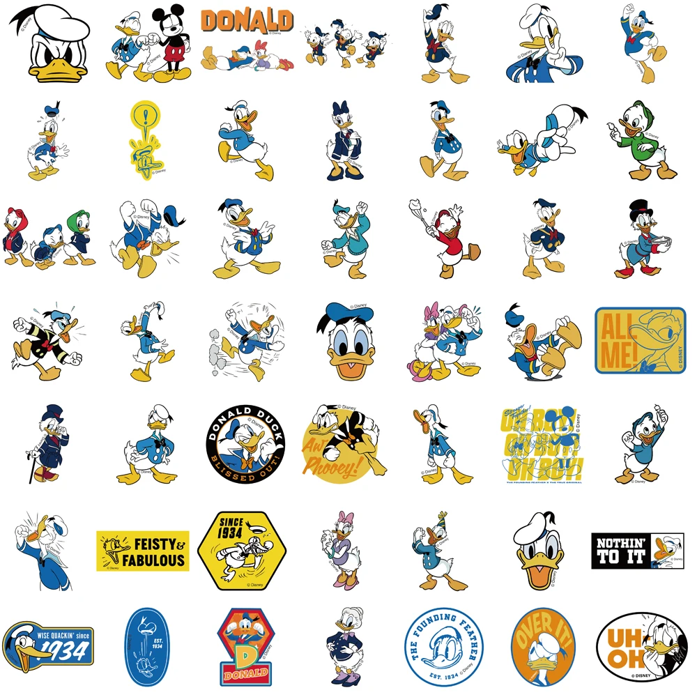 50 قطعة ديزني دونالد داك ملصق الكتابة على الجدران محمول الأمتعة حقيبة دراجة نارية دراجة حقيبة سيارة Pegatinas بار ملصقات #6