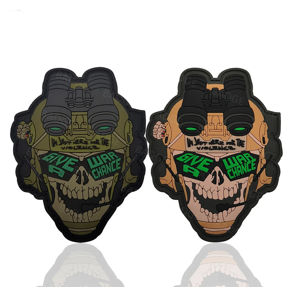 Soldier Headwear Night Vision Goggles PVC Patch, Skull Sticker Tactical Emblem Badges Decorative Applique