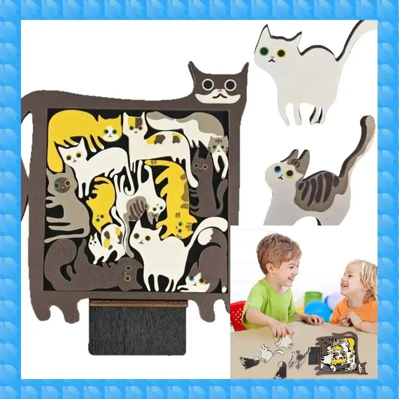 

ETRT Pocket Travel Games For Car Road Airplane Activities Birthday Games Creative Wooden Cat Puzzle Game