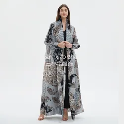 2024 Autumn New Grey Printed Long Coat  trench coat for women