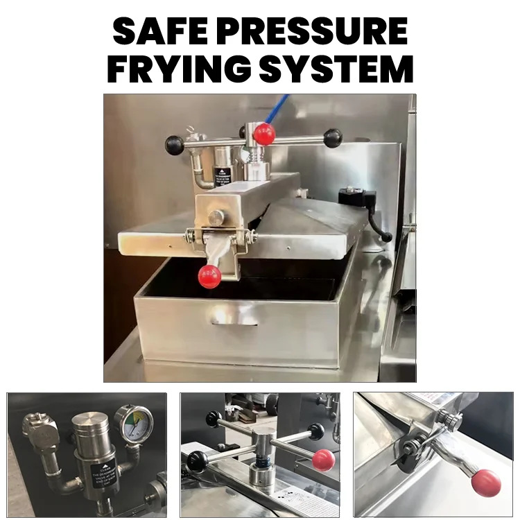 US Version Commercial Gas Pressure Fryer 4 Head Henny Penny Computron 8000 Built-in Filter Pump Stainless Steel US Plug NEMA