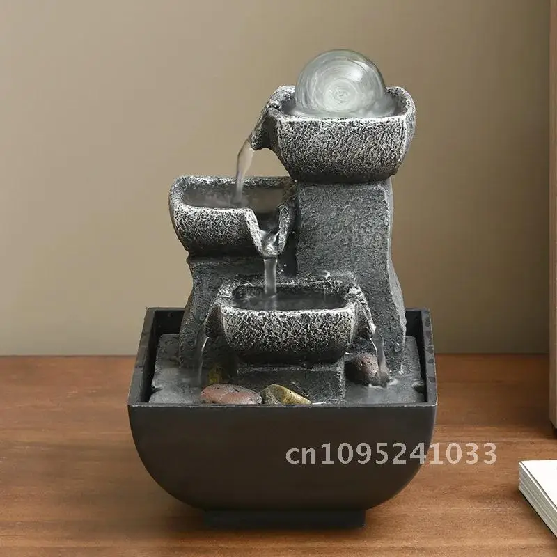 Water Fountains Home Tabletop Fountain With Pump Waterfall Fountain Water Indoor Fountains for Coloured Decor Lights LED Desk