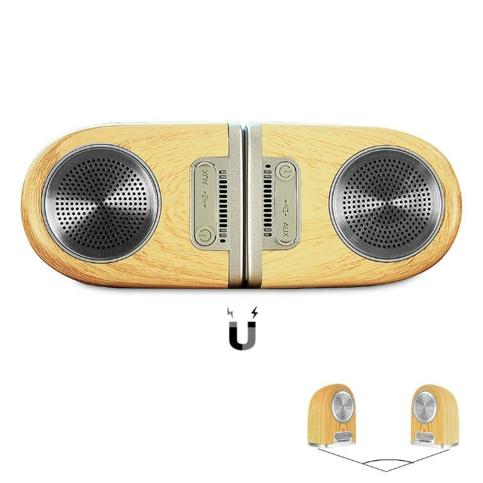 mini professional magnet wooden stereo surround music wireless outdoor portable bluetooth speaker for car bass