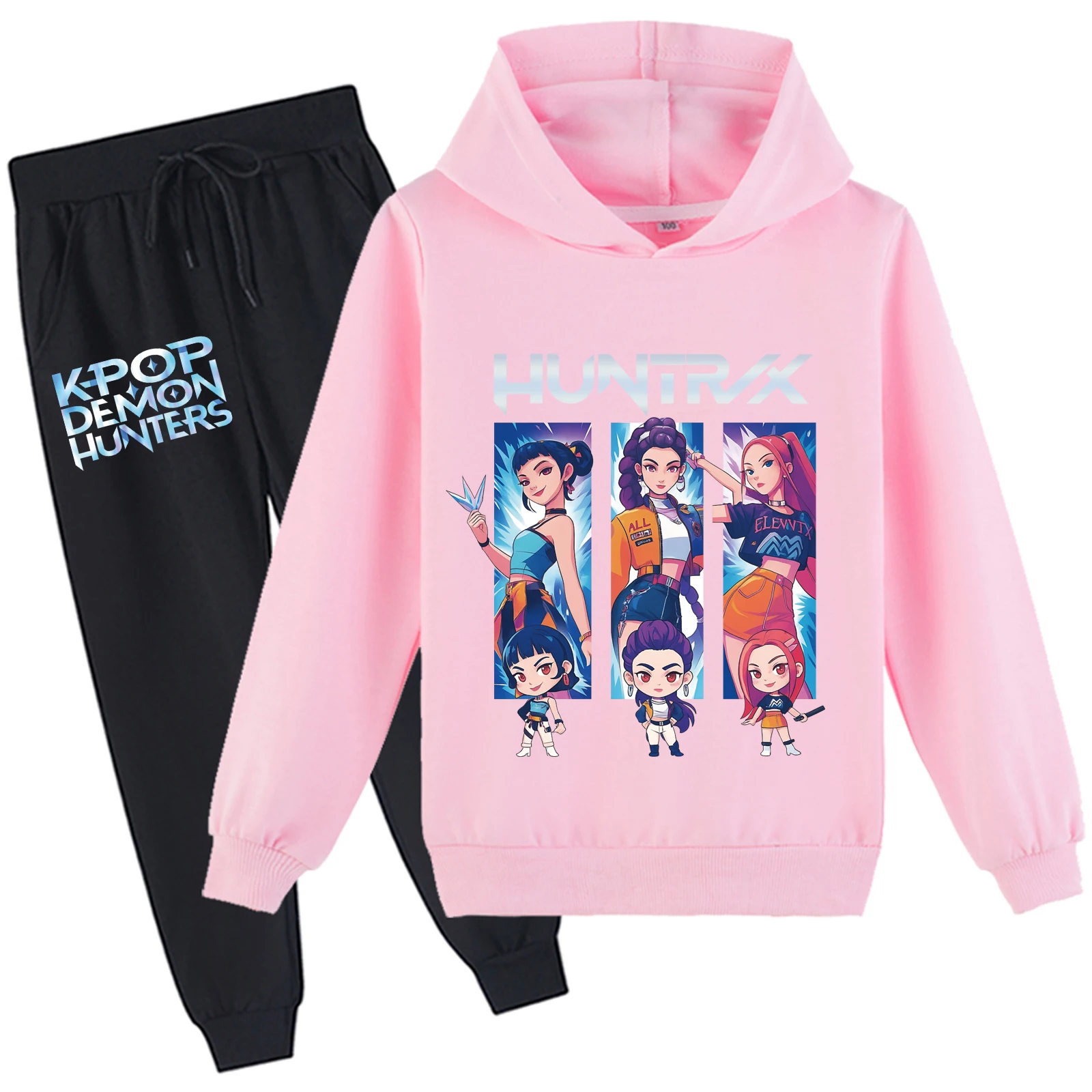 KPop Demon Hunters – ensemble de 2 sweat à capuche et pantalon Long en coton, sweat-shirt doux pour enfants (2-14 ans, 6 couleurs)
