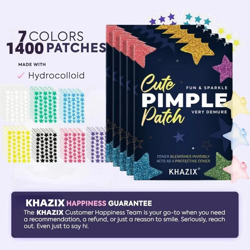 1400 peças de remendos de acne multicoloridos estrela '' remendos de acne faciais '' remendos de acne corretivos'' e espinhas ultrafinos.