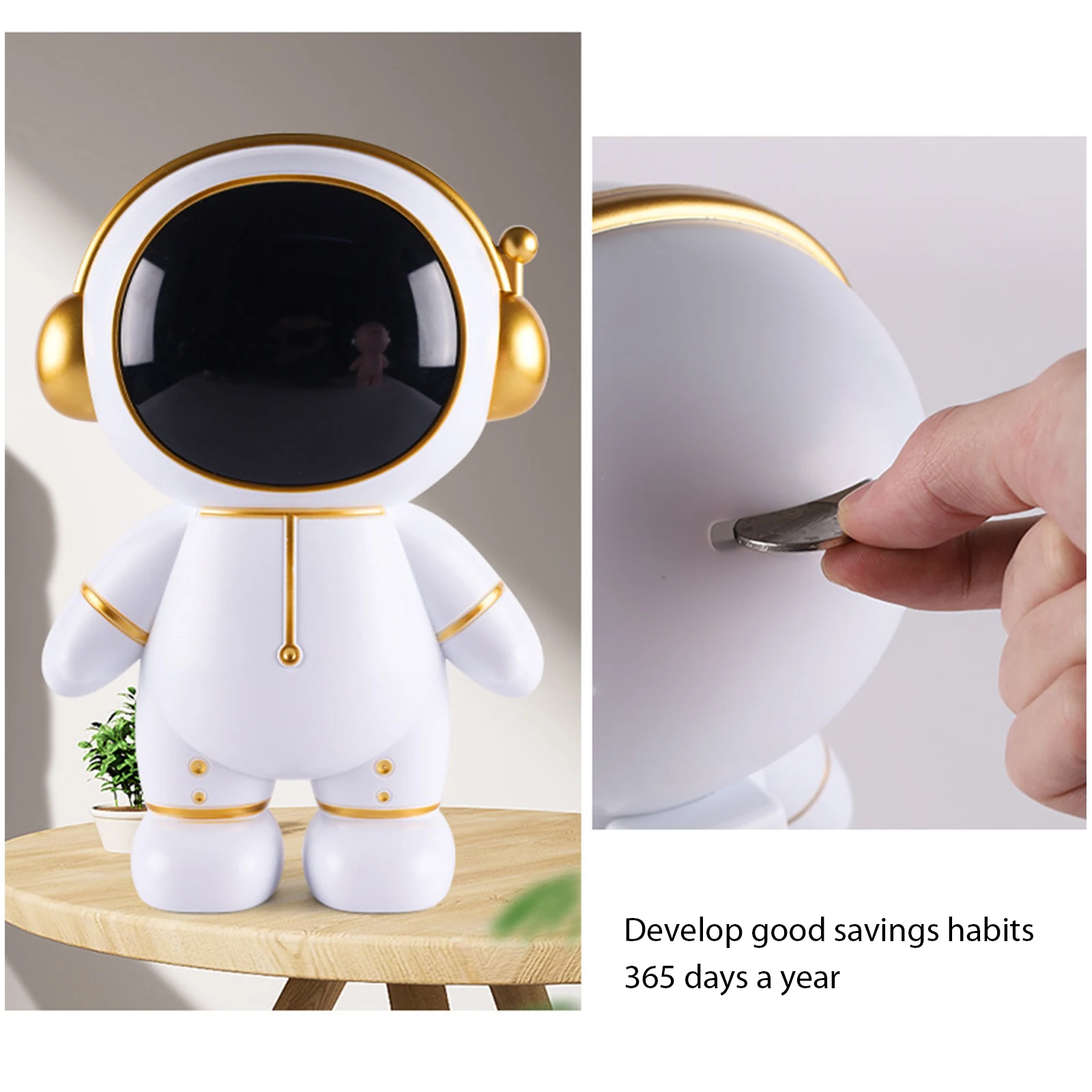 Spaceman Piggy Bank com luzes para crianças, caixas de dinheiro inquebráveis, Coin Saving Jar, astronauta caixa de armazenamento, presentes de aniversário infantil