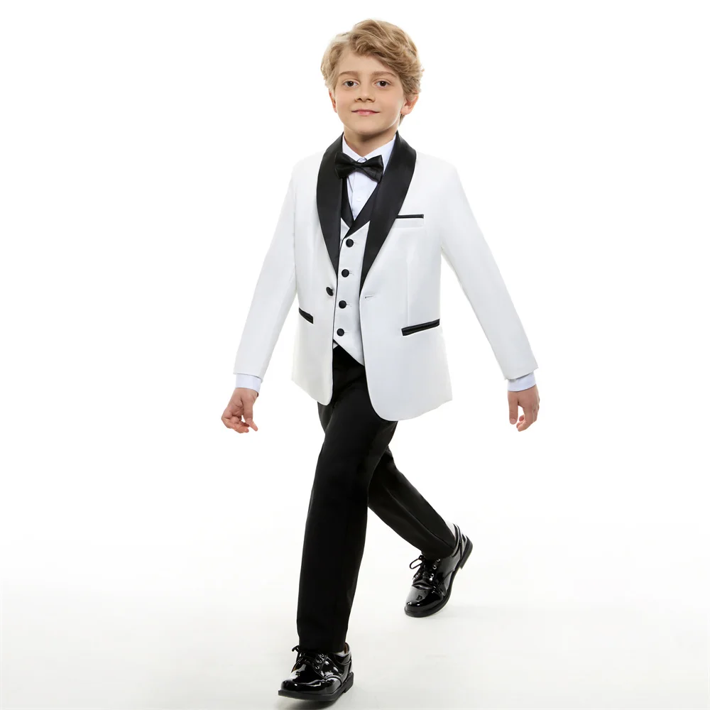 8 Day Delivery Formal Boys Suit Set 4PCS Classic White Piano Photography Suit Kids Party Ceremony Costume Party Dress