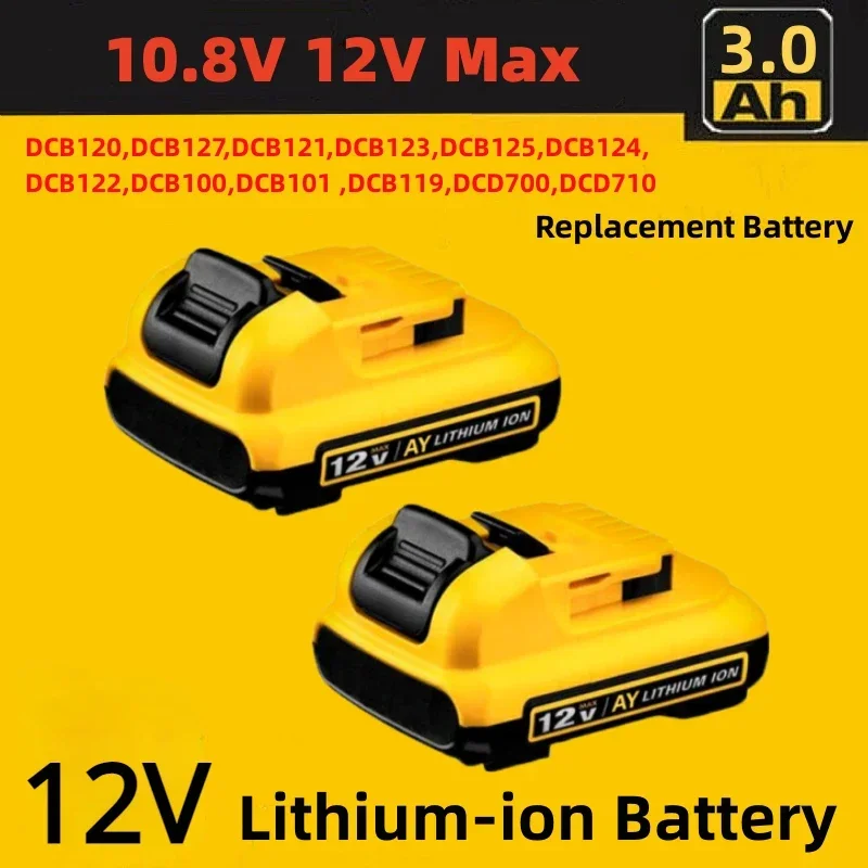 3000mAh 12V Volt Max Lithium Ion Battery Replacement for DeWalt DCB120 DCB123 DCB122 DCB127 DCB124 DCB121 Rechargeable Batteries