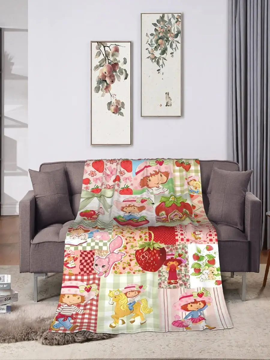 بطانية رمي الفانيلا القطيفة على شكل فراولة للأطفال، مفرش سرير ناعم ودافئ، هدية عيد ميلاد مثالية للاستخدام الخارجي #2