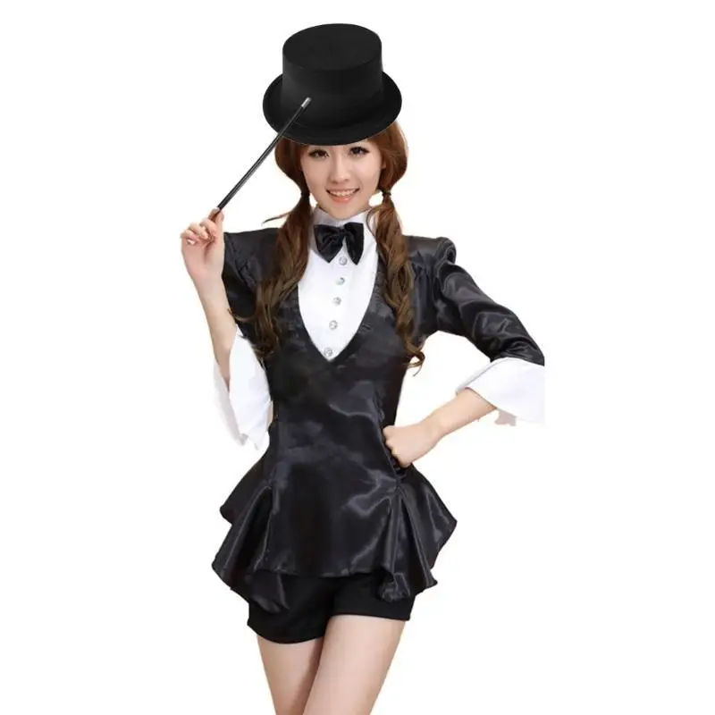 P9FE Roll Trim Zylinder Erwachsene Bühnenauftritte Dress Up Flat Top Fedoras – Detail 9