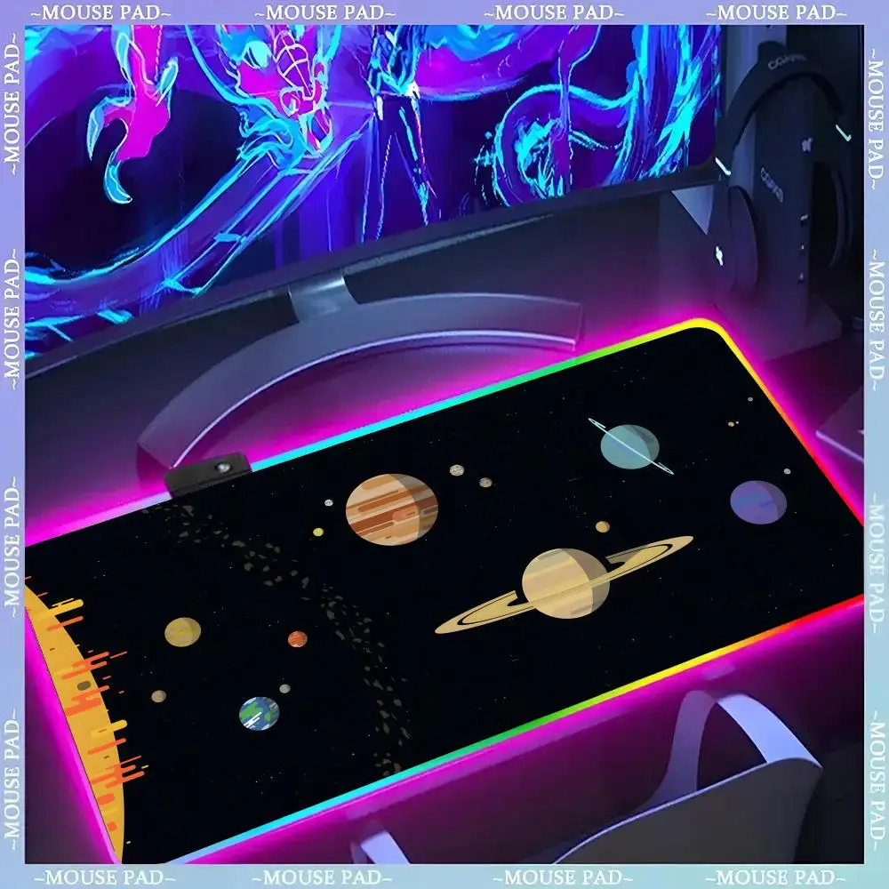 

Solar System Mouse Pad Gamer Luminescence Led Mouse Pad Gaming Table Rgb Deskmat Keyboard Pc Mousepad